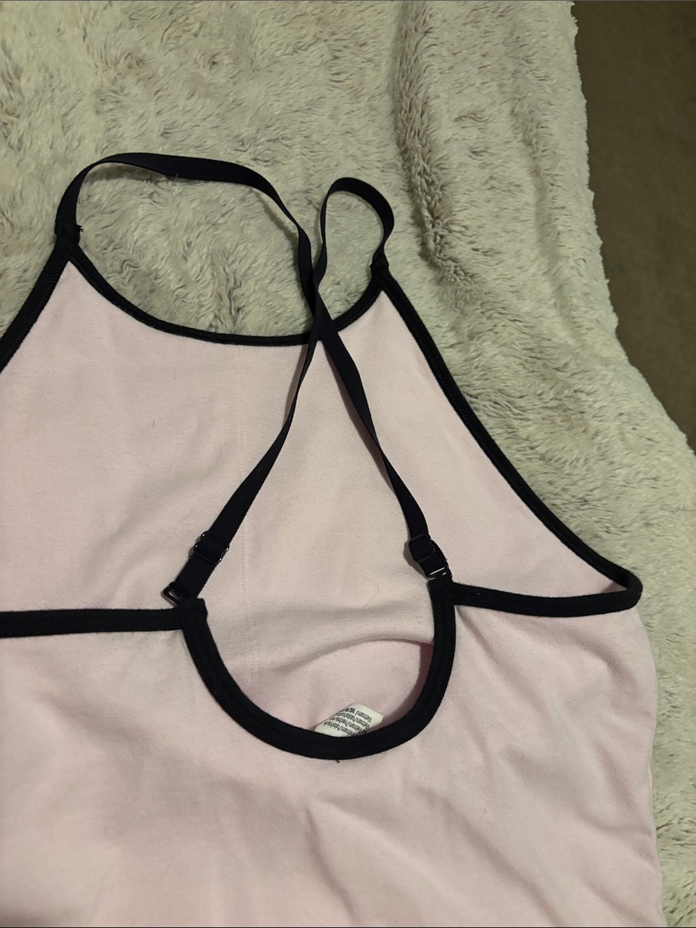 PINK Victoria's Secret Light Pink Halter Tank with Black Trim - Picture 4 of 5